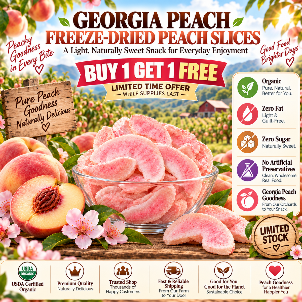 Peach Cloud Crisp – Freeze-Dried Peach Slices-CDD