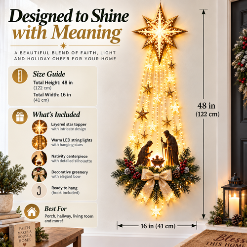 ✝️ Bethlehem Star of Faith™ – Lighted Nativity Wall Decor - GUO