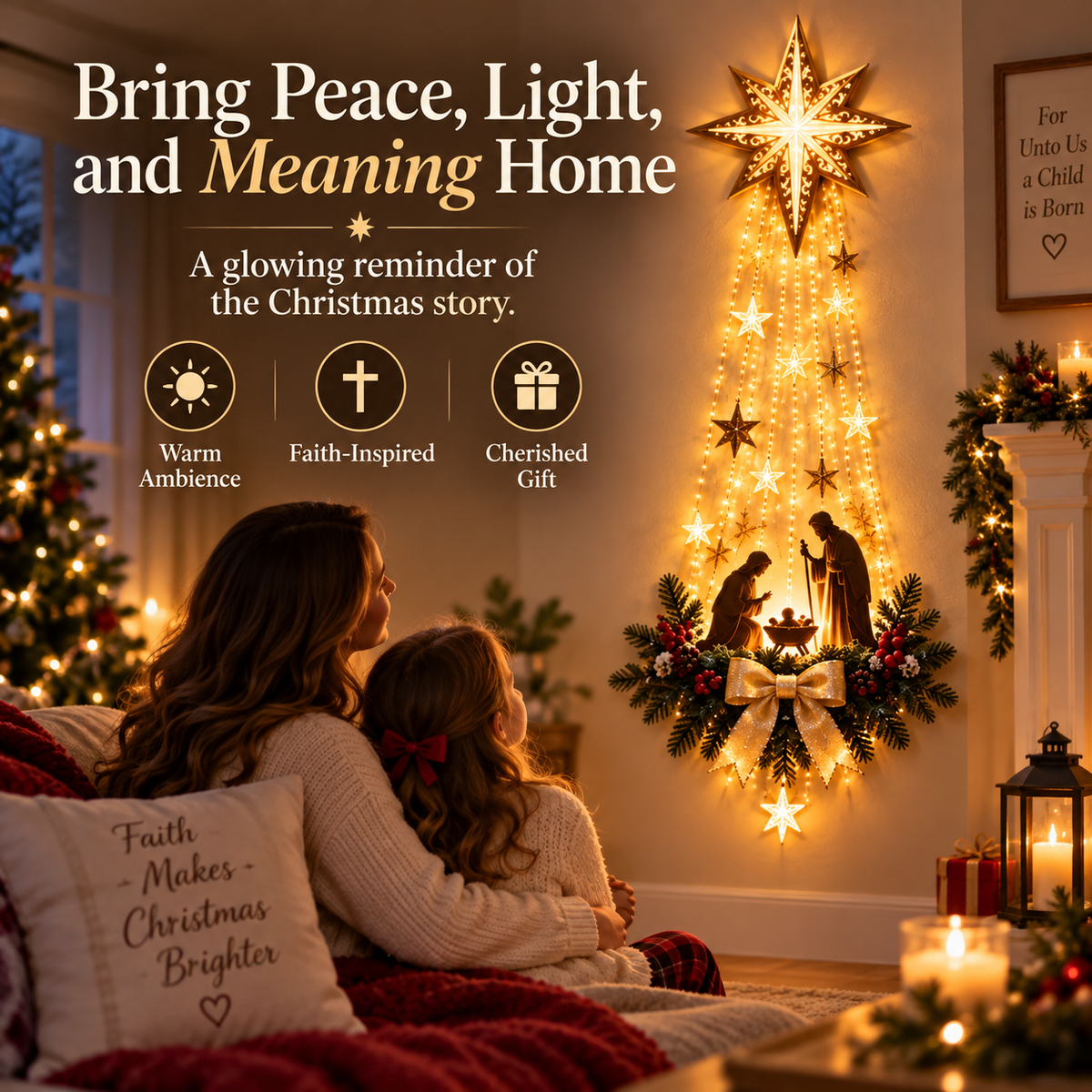 ✝️ Bethlehem Star of Faith™ – Lighted Nativity Wall Decor - GUO