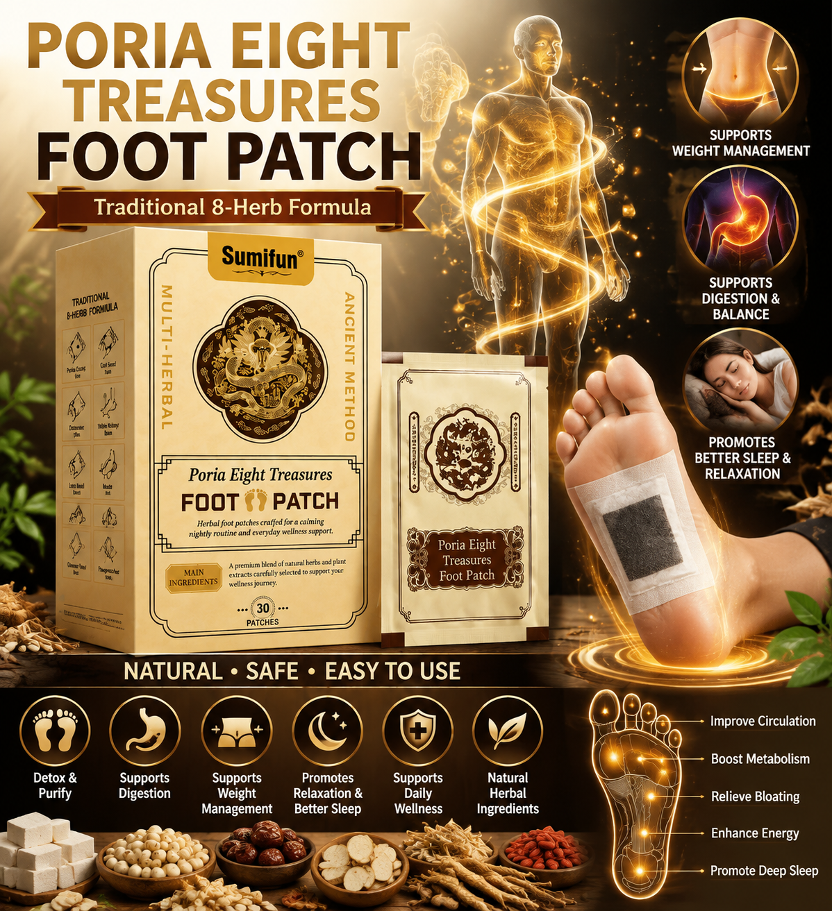 Poria Eight Treasures Foot Patch