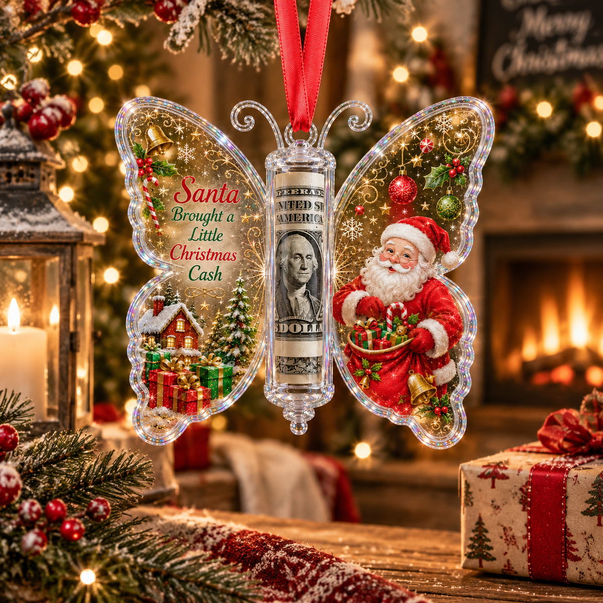🦋💵 3D Embossed Butterfly Christmas Cash Gift Ornament – Holiday Money Holder Keepsake & Christmas Tree Decoration 🎄✨-CDD