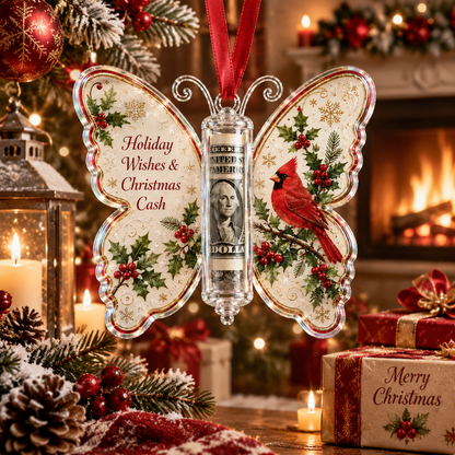 🦋💵 3D Embossed Butterfly Christmas Cash Gift Ornament – Holiday Money Holder Keepsake & Christmas Tree Decoration 🎄✨-CDD