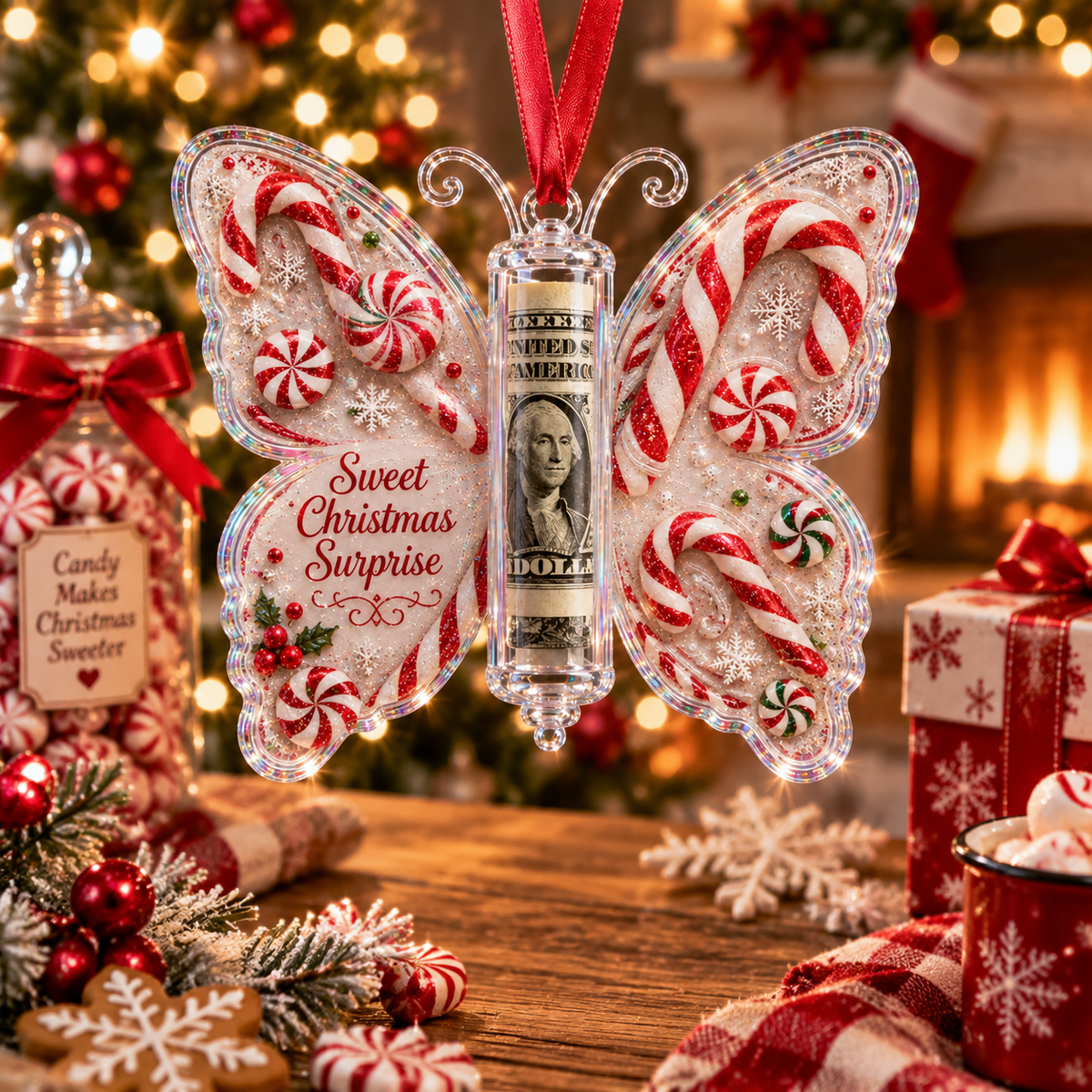 🦋💵 3D Embossed Butterfly Christmas Cash Gift Ornament – Holiday Money Holder Keepsake & Christmas Tree Decoration 🎄✨-CDD