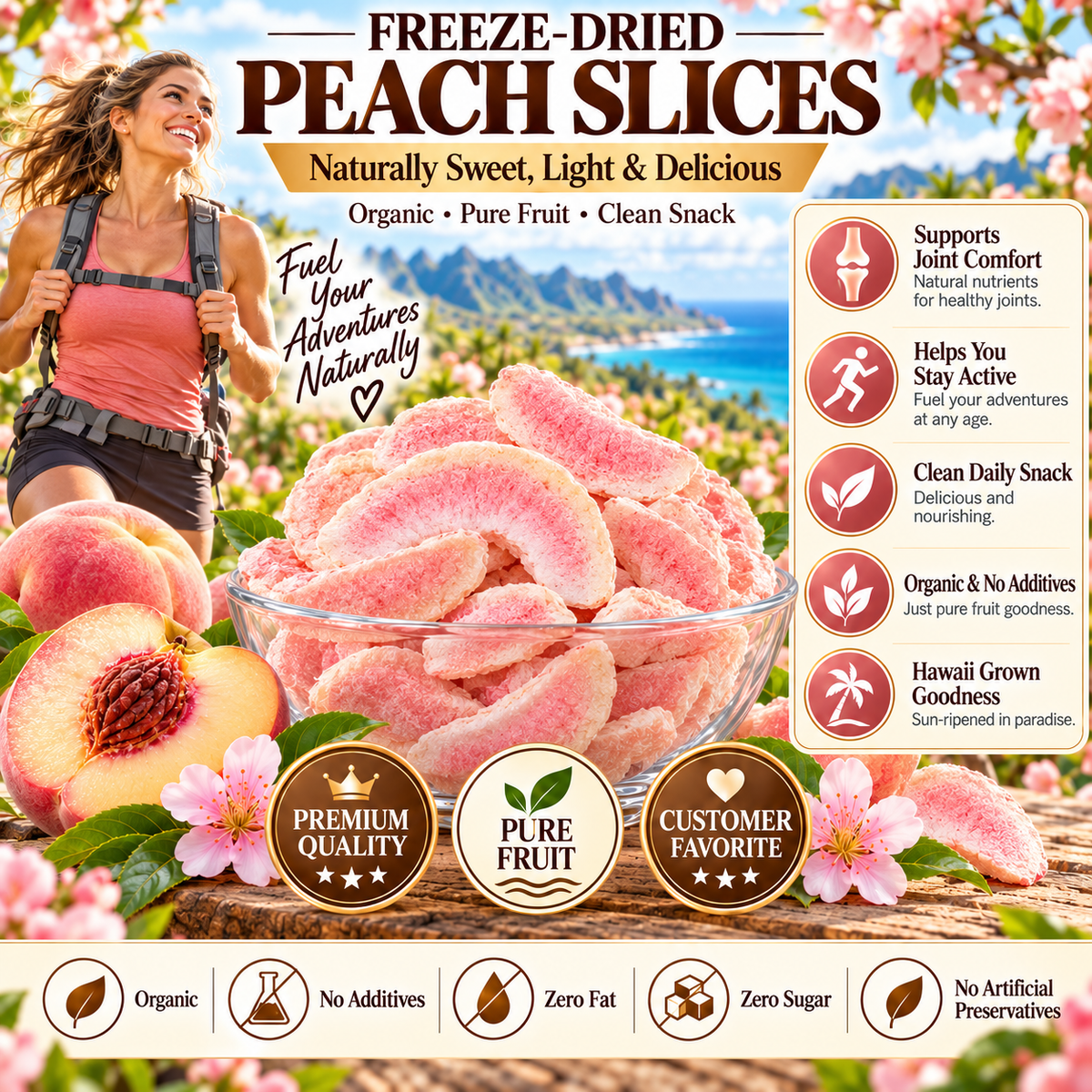 Peach Cloud Crisp – Freeze-Dried Peach Slices-CDD