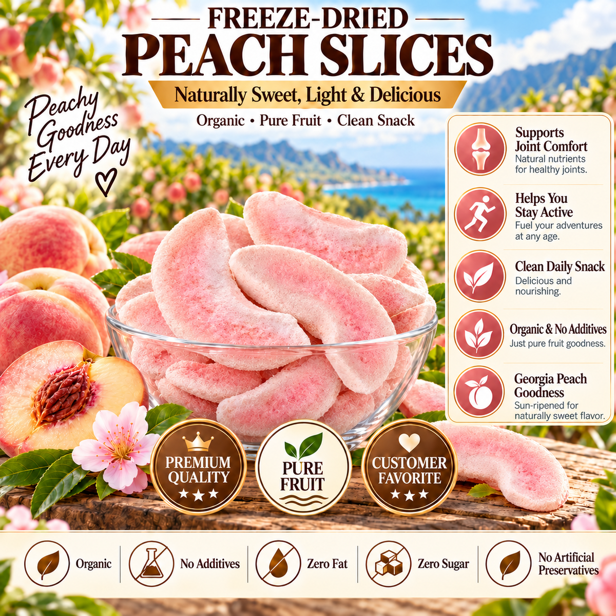 Peach Cloud Crisp – Freeze-Dried Peach Slices-CDD