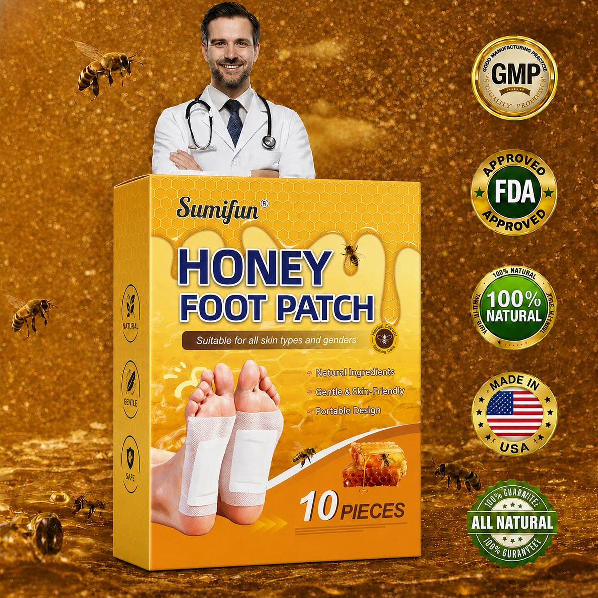 🌿Honey Ginger Herbal Foot Patch (Set of 10)-Ll