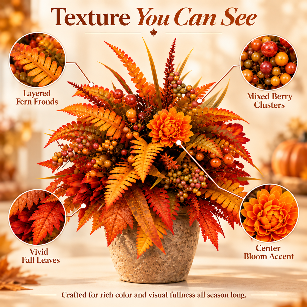 🍂 Autumn Harvest Floral Garden Stake Arrangement-GUO