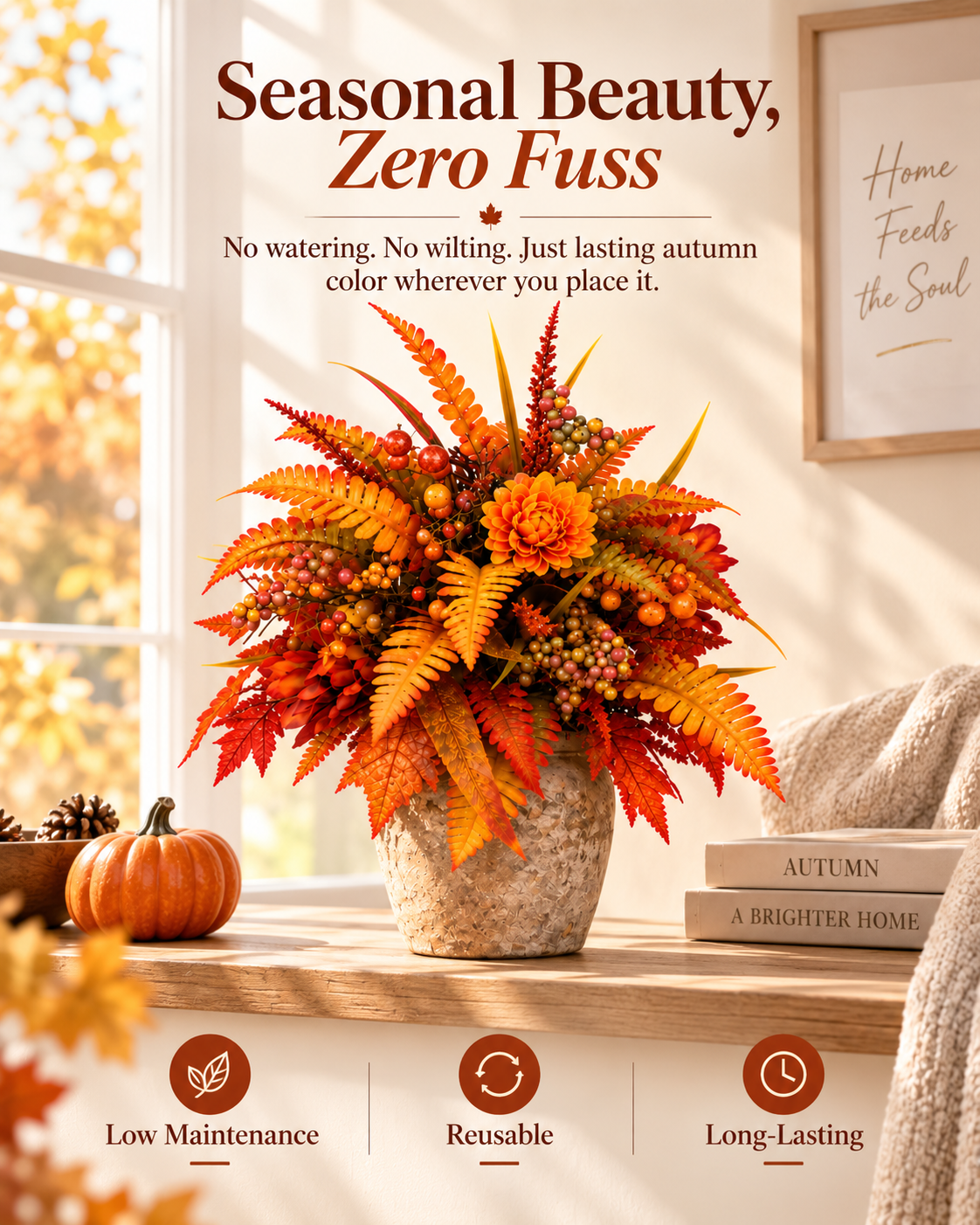 🍂 Autumn Harvest Floral Garden Stake Arrangement-GUO