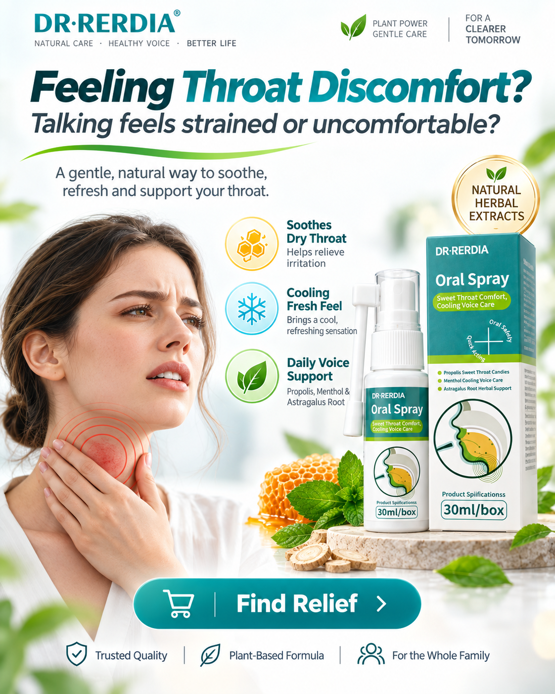 Oral Spray with Propolis, Menthol & Astragalus Root — Gentle Daily Care-GUO