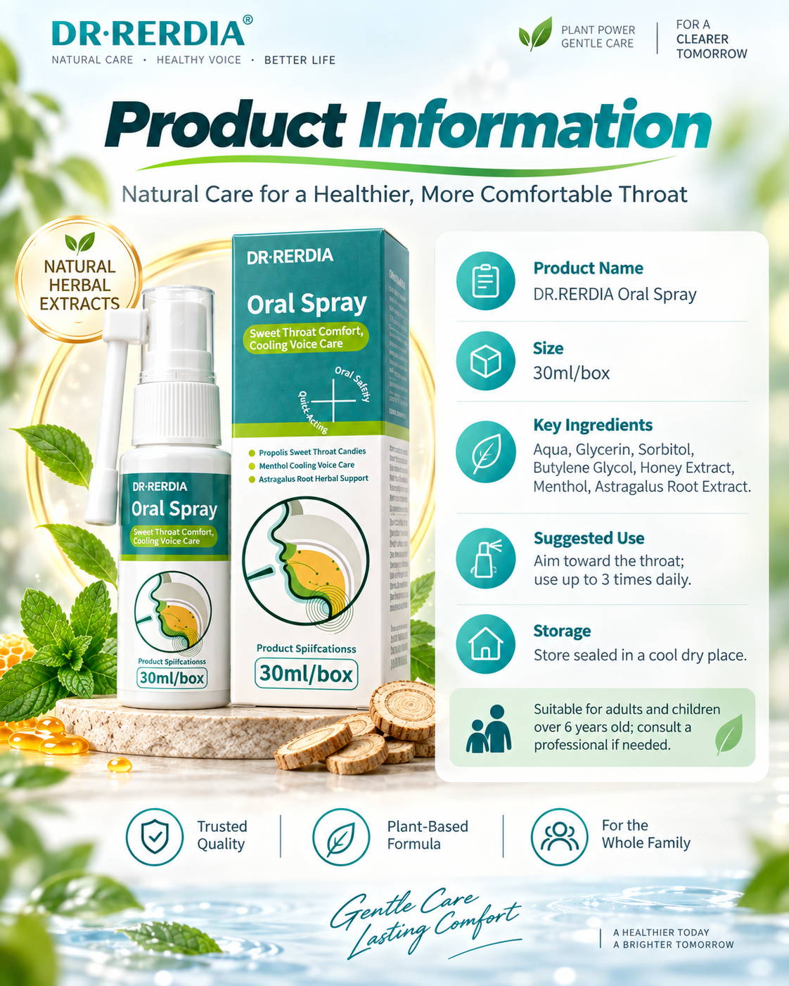 Oral Spray with Propolis, Menthol & Astragalus Root — Gentle Daily Care-GUO
